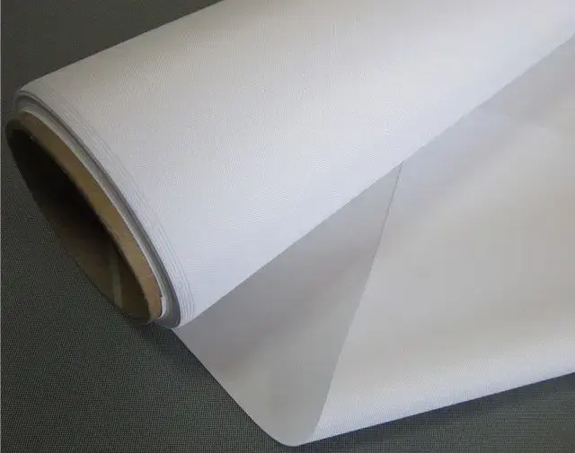 Polyester woven fabric coated