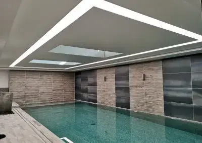 Swimming pool stretch ceiling system